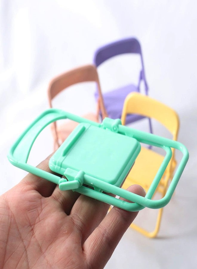 Qintreesify 5Pcs Multicolour Simulation Mini Folding Back Small Chair Model Dollhouse Doll House Miniature Plastic Scene Props for Micro Landscape Dollhouse Furniture Mini Chair Dollhouse Accessories (1/12) - Image 3